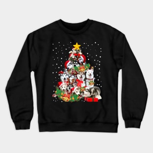 Siberian Husky Christmas Tree Crewneck Sweatshirt